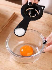 2/1pc Cat Shaped Egg Yolk Separator, Baking Dessert Egg White Egg Yolk Filter Strainer, Hollow Grooved, Multifunctional Plastic Measuring Spoon, Suitable For Baking, Cooking And Kitchen Use, Easy To Clean Kitchen Tool