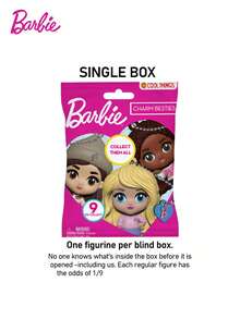 Barbie 1个芭比官方授权3D动漫人物系列盲盒夹子钥匙扣可爱盲盒钥匙圈随机一个芭比娃娃、斯基珀或其他角色包包挂饰时尚配饰，适合送给家人朋友作为生日、圣诞节、周年纪念日、新年等节日礼物 - 粉色 - 查看 9