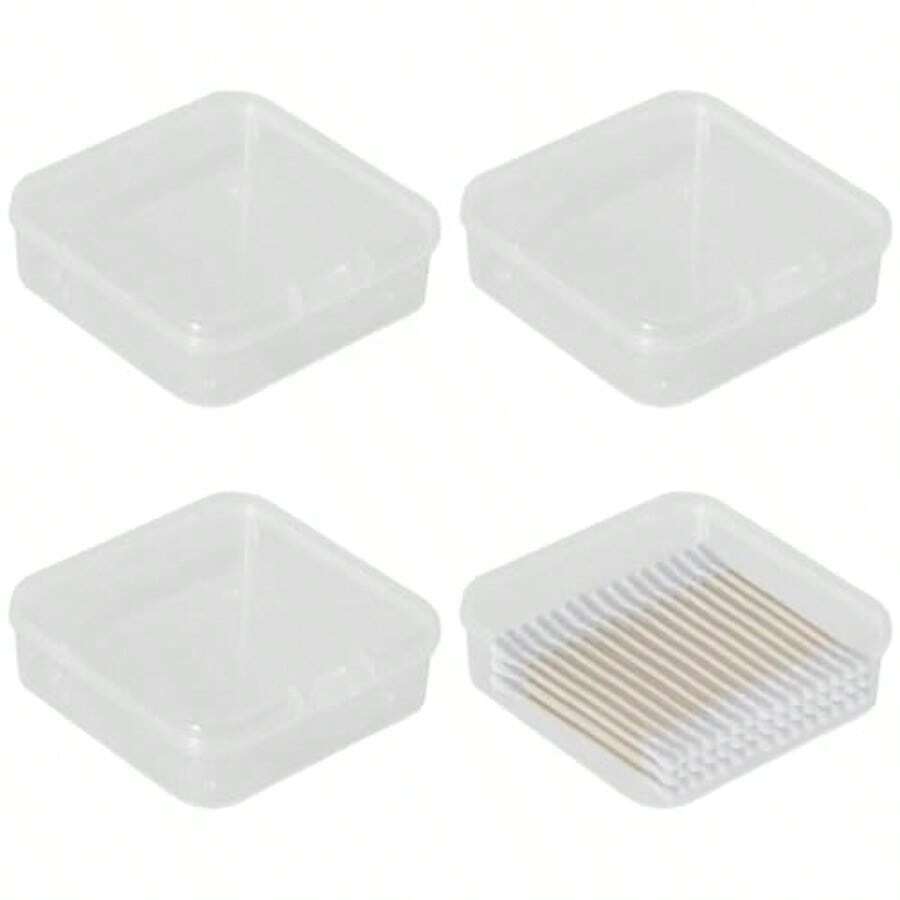 XXCV 3 Pcs Qtip Travel Case Transparent Qtip Holder For Cotton Rounds Swabs Floss - Transparent - View 1