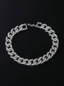 1 套男士嘻哈风格经典全水钻链项链和手链套装 - Style A - 查看 14