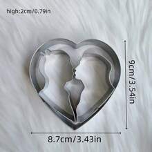 Stainless Steel Cookie Cutter Set, Heart Shaped Baking Tools For Valentine's Day, Wedding, Birthday Surprise Party, Fruit Cutting Mold - Silver - View 4