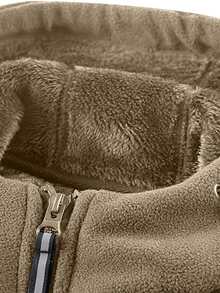 男士户外抓绒外套，加厚双面羊羔绒内衬，休闲宽松秋冬外套 - 卡其色 - 查看 9