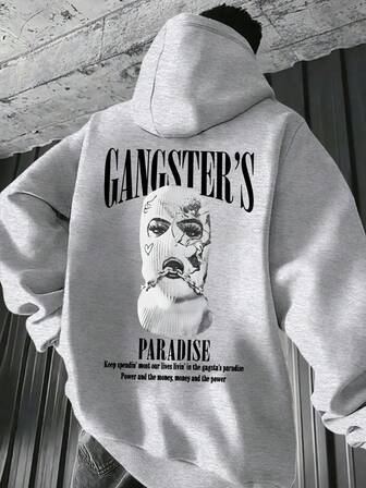 1 st. Plusstorlek herrtröja med grafisk slogan, höst/vinter, casual