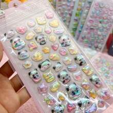 Nuevos y lindos adhesivos en relieve con diseños de arcoíris de dibujos animados, pegatinas 3D de lámina de colores para decoración DIY de niños (color y estilo aleatorios) - Multicolor - Ver 6