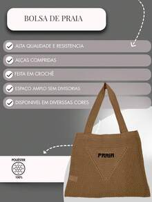 EXPOSICAO PAULISTA Women's Knitted Beach Bag With Shoulder Strap - Summer Vacation Style - 深灰色 - 查看 4
