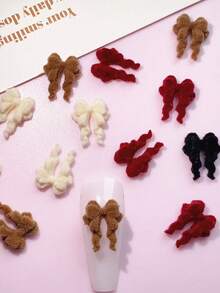 50 piezas de estilos de otoño e invierno, decoraciones de arte de uñas con diseño de lazo de felpa y felpa, DIY, accesorios de uñas con lazo, productos para uñas, encantos para uñas, accesorios para uñas - Multicolor - Ver 1