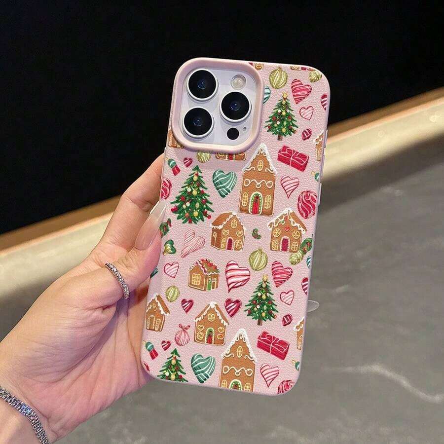 Teléfono con textura de cuero con patrones de pantalla completa, compatible con 11/12/13/14/15/16/17/Pro/Pro/Plus/. Vacaciones con tu novio o amigos. - Rosa - Ver 1