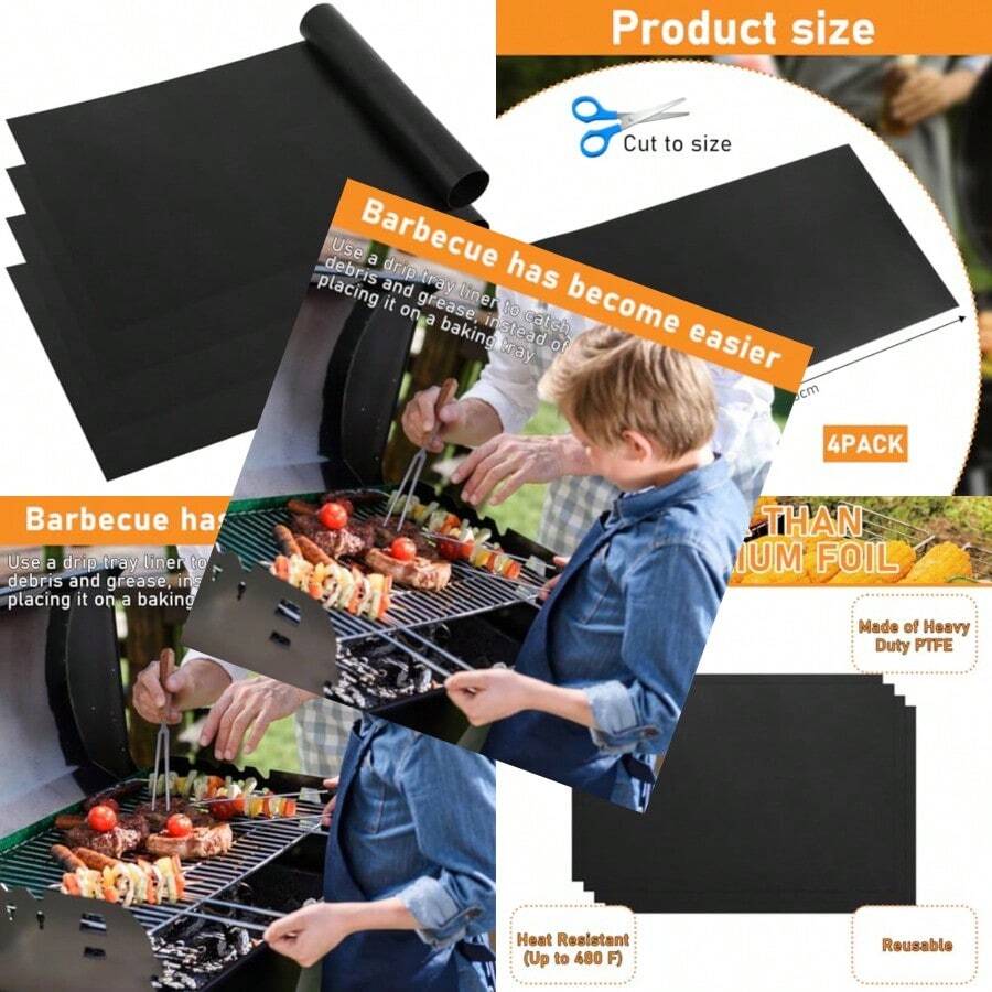 4 Pcs Customizable Drip Tray Liner Compatible With Traeger Pro 575 Pro 22 Pro 780 And Traeger Tailgater Drip Tray Reusable Grill Drip Pan Liner For Traeger Drip Tray Liner For Catching Grease - 如圖 - 查看 1
