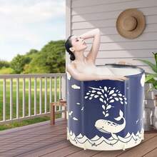 Extra-Large Foldable Portable Bathtub - Compact, Easy Setup For Indoor & Outdoor Use, Ideal For Small Spaces, Shower Caddies Portable Folding Bathtub For Adults – Deep Soaking Spa Bath Tub With Dual Drain Ports, Flexible Drain Hose & Inflatable Bath Cushion Bathroom Bathroom Accessories Bathroom Tools - Multicolor - View 7