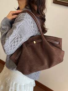 新款绒面革和皮革拼接复古优雅女士单肩包、斜挎包、手提包，大容量，耐用，轻便，用途广泛，适合工作、旅行、商务、化妆品收纳 - 彩色 - 查看 14