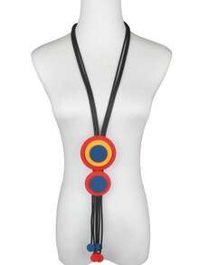 MARLIWOO 1 件复古流苏 Y 形菱形几何吊坠长项链女士 - 黑色 - 查看 18