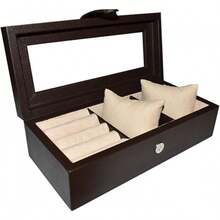 Caja para Relojes en Piel Genuina. Amplios compartimentos para guardar hasta los relojesás grandes. Elegante estuche, organizador, relojero, joyero (9 Relojes, Chocolate) - 6 relojes y mancuernillas, chocolate - Ver 31