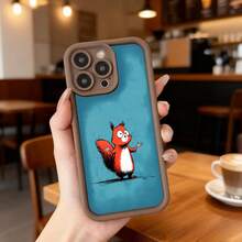 Cubierta de teléfono con borde negro y diseño de ardilla divertida en azul para uso diario en cafeterías Aplicable a los teléfonos de la serie Apple y Galaxy - Café integral - Ver 7