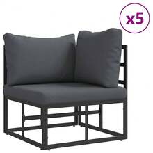 Garden Sofa Set With Cushion Black Aluminium - Black - View 3