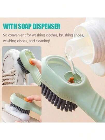 Multi-Functional Soap-Dispensing Shoe Brush, Household Press-Type Soap Dispenser For Washing And Cleaning Shoes, Press-Type Soft-Bristled Clothing Cleaning Brush