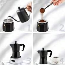 Italian-Made Aluminum Moka Pot, Coffee Machine, Quick And Even Heat Distribution, Compact Coffee Machine Suitable For Both Home And Office Use, 3-Cup Capacity, Durable Metal Construction, Home Coffee Machine, Office Coffee Machine, Stylish Coffee Machine, Even Heat Distribution - Multicolor - View 2