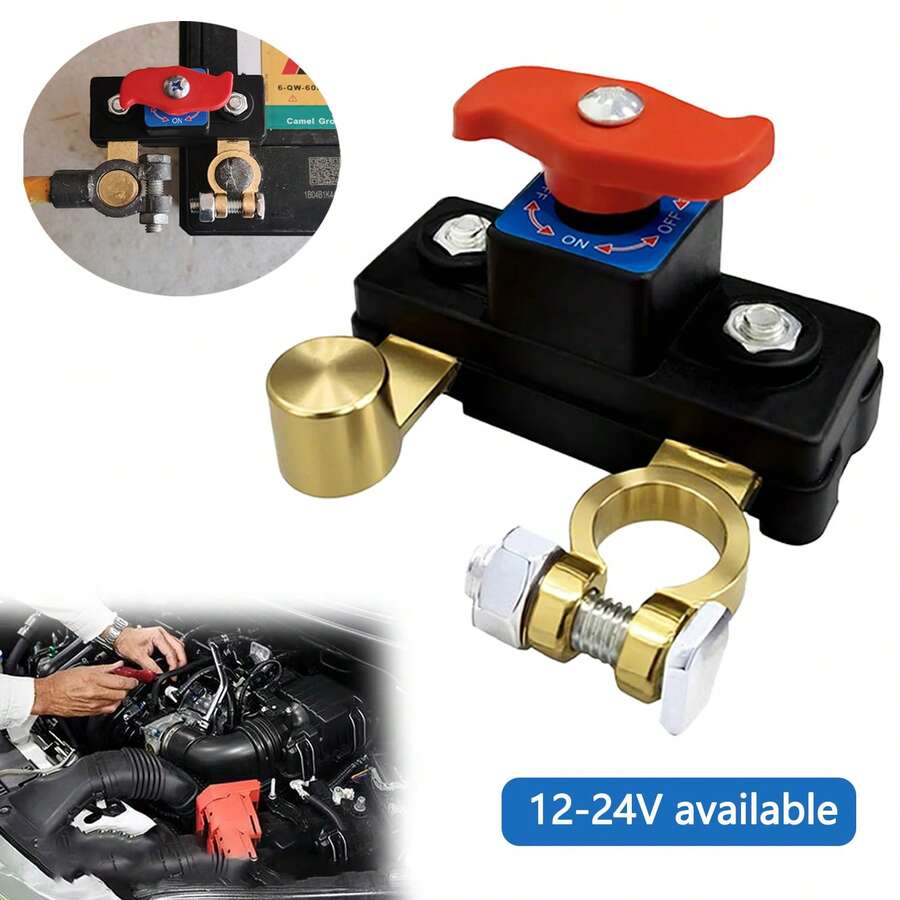 12V/24V Car Battery Disconnect Switch Isolator, Car Battery Power Terminal Connection Switch, Automotive Truck Boat RV Accessories, Anti-Discharge Leakage Protector