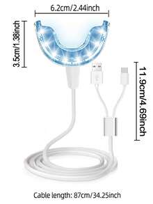 16 LED Teeth Whitening Accelerator Light, Teeth Whitening Tray Enhancer, Connects Via USB/Phone/Android/Type-C, For Home Use (Whitening Gel Not Included)