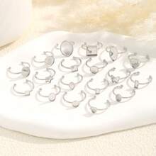 4pcs 304 Stainless Steel 18K Gold-Plated Multi-Style Adjustable Ring Tray Base DIY Charm Jewelry Making Accessories Women's Stainless Steel Jewellery Crafting Components - Ring Setting - View 5