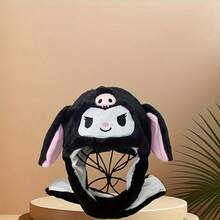 Sanrio 1件三丽鸥Kitty、卡通可爱新奇毛绒帽，耳朵可活动，保暖冬季蓬松耳罩帽（女士款）