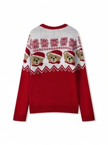 Family Matching Christmas Sweater Snowflake Reindeer Pattern Long Sleeve Round Neck Knitwear Pullovers - Mom - View 9