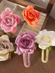 3pcs Rose Flower Hair Clip - A Girl's Elegant Accessory That Suits Any Style And Occasion, Hair Accessories, Claw Clips, Hair Slide, Hair Barrettes - Multicolor - View 4