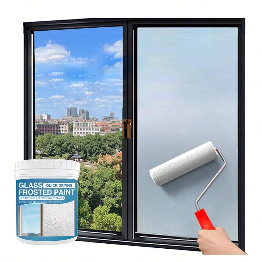 300/500克哑光磨砂玻璃漆 - 防水、保护隐私、快干、易于施工。适用于浴室和窗户玻璃，这款特殊的磨砂玻璃膜可保护隐私，提供模糊效果，具有防水涂层，有效阻挡窗外视线而不阻挡阳光。