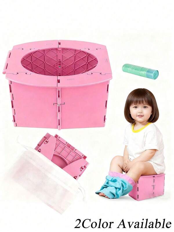 Portable Potty Seat For Toddler Foldable Travel Potty Training Toilet Seat With Cleaning Bags Reusable For Outdoor Camping, Travel, Kids Toddler Travel Potty Seat