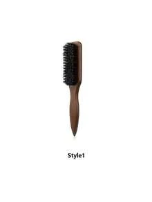 Unisex Boar Bristle Hair & Beard Brush - Fragrance-Free Professional Hairstyling Brush, Suitable For Thick/Thin Hair, Can Clean Ombre Hair And Trim, Create Smooth Hairstyles