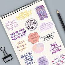 50pcs Dopamine Motivational English Phrase Stickers, Decorative DIY Stickers For Phone, Water Cup - Multicolor - View 4