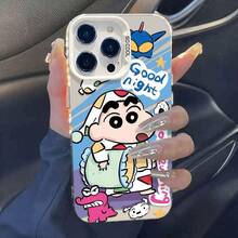 Pijamas de Graffiti Shin-chan Adecuados para Funda de Teléfono de Alto Valor Apple 15 Pro Max  16 Caricatura 14 Premium - Negro - Ver 4