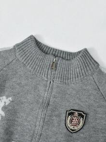 Women's Turndown Collar Zip-Up Cardigan Sweater, New Arrival, Korean Style, Loose Fit, Knitted Jacket, Autumn