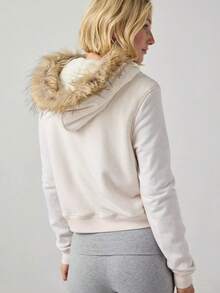 Y2k Zip Up Hoodie Fur Hooded Jacket Graphic Hoodie Grunge 2000s Clothing For Women Crop Winter Coats Streetwear - trắng - Xem 4