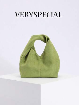 1pc Autumn/Winter New Retro Multi-Color Velvet-Feel PU Leather Women's Handbag, Fashionable Twist Lock Minimalist Style Tote Bag, Suitable For Commuting And Pairing With Coats