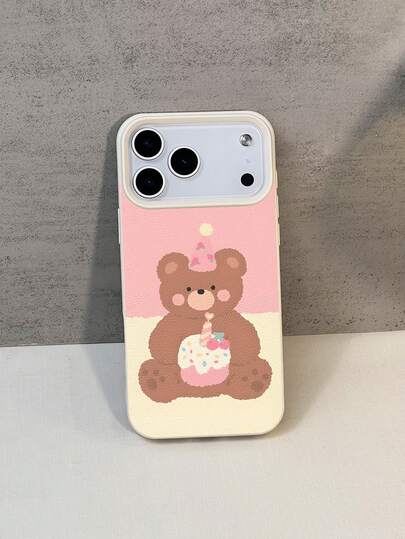 1 szt. Minimalistyczny, słodki miś, wzór urodzinowy, wodoodporny, antypoślizgowy, miękki futerał na telefon, odpowiedni na urodziny, prezent świąteczny dla przyjaciół, rodziny, par, kompatybilny z Apple, telefonami