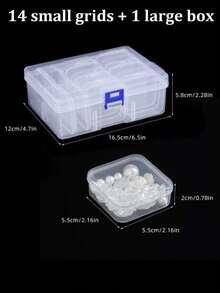 1/10/15/21/31件装多用途透明塑料收纳盒，迷你透明珠子收纳盒，带铰链盖，长方形透明工艺用品盒，可用于整理耳环、戒指、珠宝和美甲配件，化妆间装饰 - 彩色 - 查看 16