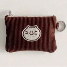 Corduroy Zipper Small Pouch Multipurpose Wallet For Lipstick Earphones And Keys Handwashable Edge Painted Details No Printing Design For Women Wallet Mini Wallet Purse Wallet Coin Wallet