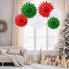 Conjunto de 14/15/6 peças - Conjunto de lanternas de papel para pendurar no Natal, com estampas natalinas em vermelho, verde e branco, lanternas em formato de pinheiro, lanternas em formato de chapéu de Papai Noel e pingentes de leque de papel. Ideais para decorar festas de Natal, jardins e casas. - Multicolorido - Ver 12