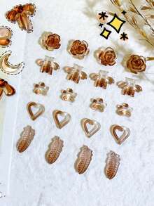 10 جرام/30 جرام ديكور فني للأظافر في فصلي الخريف والشتاء، تخصيص عالي الجودة بطراز مايار ثلاثي الأبعاد بألوان القهوة والكاميليا والريش والحب والماس المختلط، مناسب للاستخدام المنزلي والمهني وديكور الحرف اليدوية - متعدد الألوان - مشاهدة 2