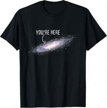 You Are Here Milky Way Science Planet Astronomer T-Shirt,Slogan Print Round Short Sleeve Tee For Women,Unisex Cotton Casual T Shirt - màu đen - Xem 1
