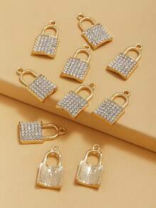 RINTOLER 10pcs DIY Fashion Gold Color Rhinestone Clasp Pendant Necklace Bracelet Parts - ZJ4820-10 Gold Locks - View 4