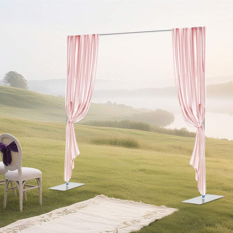 SanBouSi Backdrop Stand Pipe Kit, Heavy Duty Pipe And Drape Kit Backdrop Support Telescopic Wedding Backdrop Stand Pipe Drape System, Wedding Curtain Frame Telescopic Pole With Heavy Duty Base - 銀色 - 查看 1