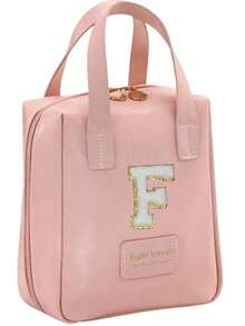 大容量旅行化妆包，带字母大小的化妆品收纳袋，便携式PU皮革防水洗漱包，带隔层和提手，浴室收纳整理，旅行必备，邮轮必备，旅行配件，浴室收纳，珠宝收纳，唇膏收纳，指甲油收纳，复活节礼物，伴娘礼物，母亲节礼物，化妆包，旅行必备 - 彩色 - 查看 31