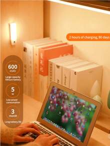 1 dải đèn LED ánh sáng ấm USB 10/20/30/50cm có cảm biến chuyển động - Lý tưởng cho tủ, tủ quần áo và hành lang, dải đèn LED cảm biến chuyển động không dây, đèn chiếu sáng dưới tủ, đèn ngủ từ tính có thể sạc lại dùng cho hành lang, tủ bếp, kệ, tủ quần áo, trang trí phòng nhà - trắng - Xem 7