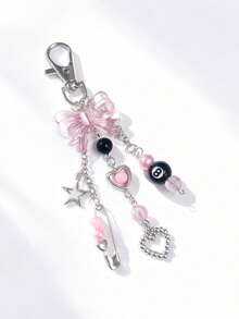 1个手工树脂珠钥匙扣 - 朋克风，时尚龙虾扣吊坠配饰，女士款 - 彩色 - 查看 2