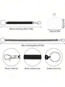 多功能弹性伸缩钥匙扣，带手机支架环、腕带弹簧挂绳，钥匙链，可伸缩防丢钥匙链，带弹簧绳，可拆卸，需自行组装，适合作为礼物送给母亲、家人、朋友，生日、节日礼物，手机挂饰，挂绳，男女通用返校用品，纪念礼物 - 彩色 - 查看 10