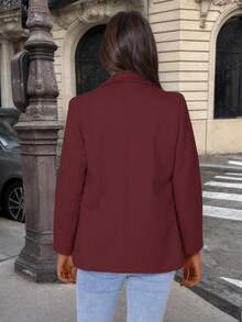 Elegante blazer de mujer de doble botonadura en gris claro - Moda atemporal para mujeres | Prenda esencial y versátil de armario, unicolor con bolsillos y botones delanteros