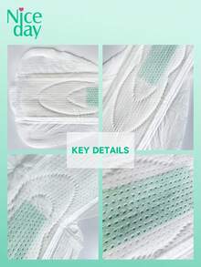Niceday 24 buah Pembalut Aloe Vera, 285mm untuk dipakai semalaman, Pembalut Menstruasi yang Bernapas & Nyaman, Cocok untuk Aliran Menstruasi yang Banyak - Mint Blue - View 8