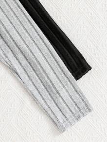 2pcs/Set Girls' Solid Color Elastic Waist Ribbed Leggings - Multicolor - View 5