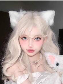 2个蓝色猫耳发夹，甜美洛丽塔女仆头饰角色扮演毛绒猫耳发夹 - 纯色涤纶材质，爪夹，发卡，发夹，女士发饰，发卡 - 彩色 - 查看 6